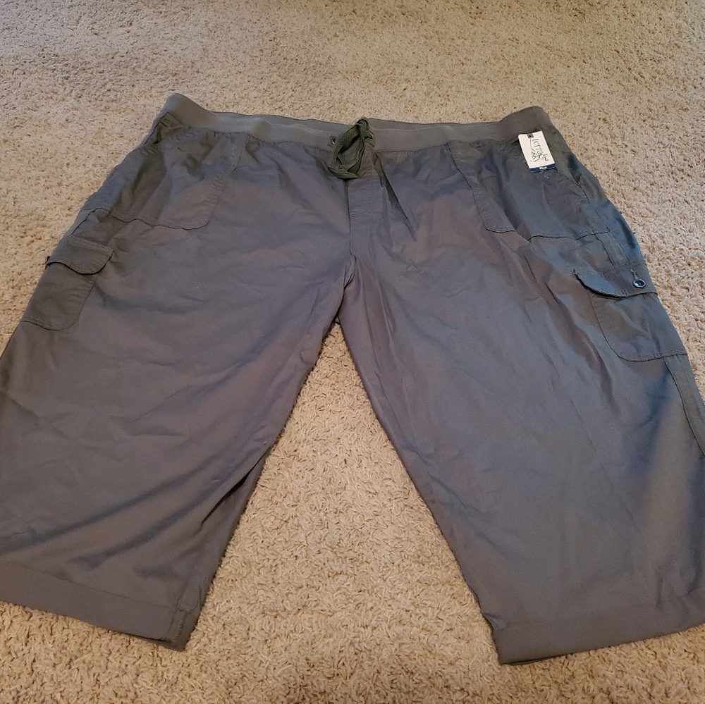 Womens plus size green capri pants.